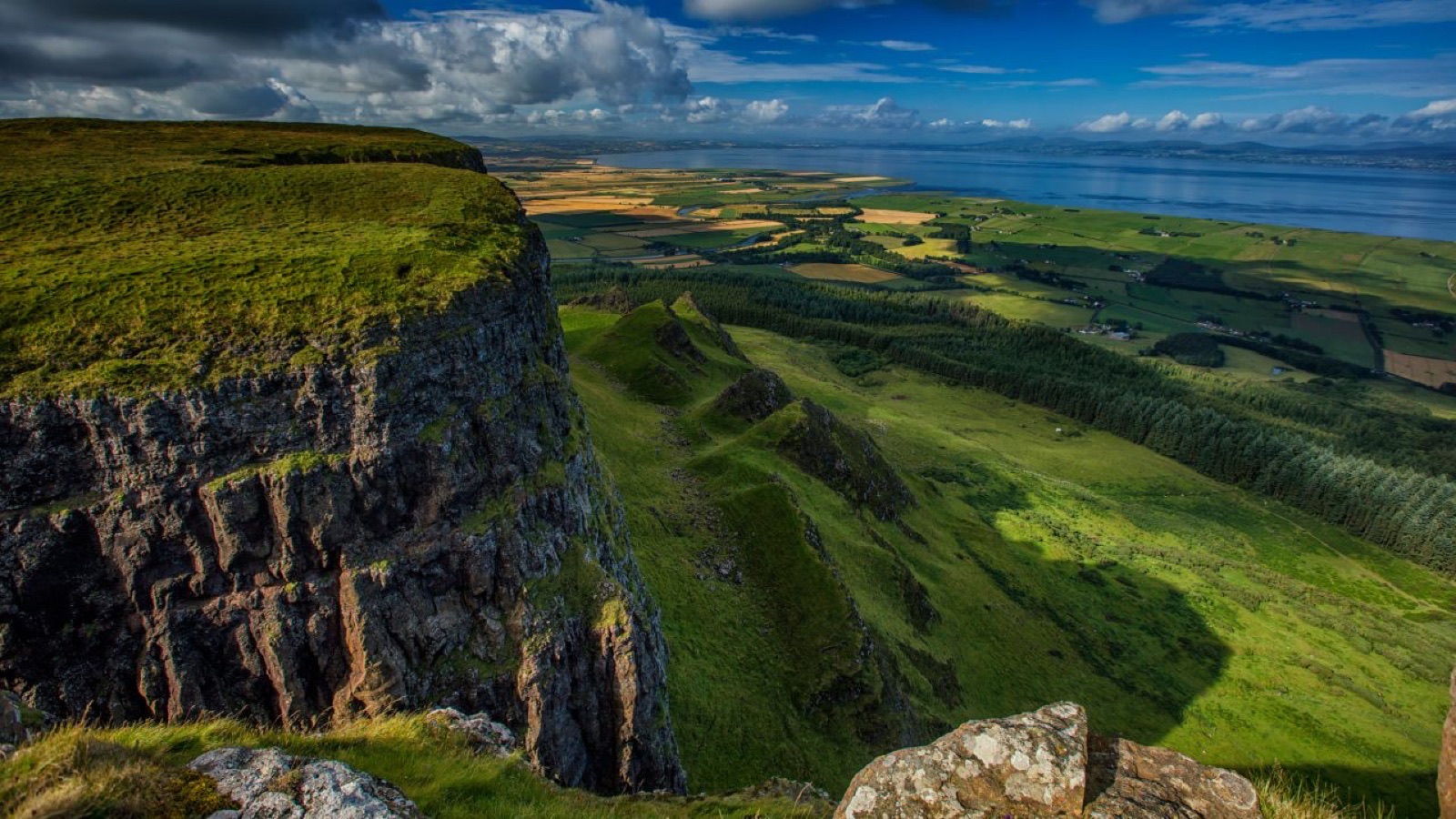 Sweeping clifftop view over Binevenagh and the coast