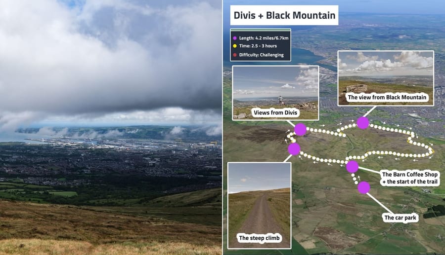 The view over Belfast from the Divis and Black Mountain trail