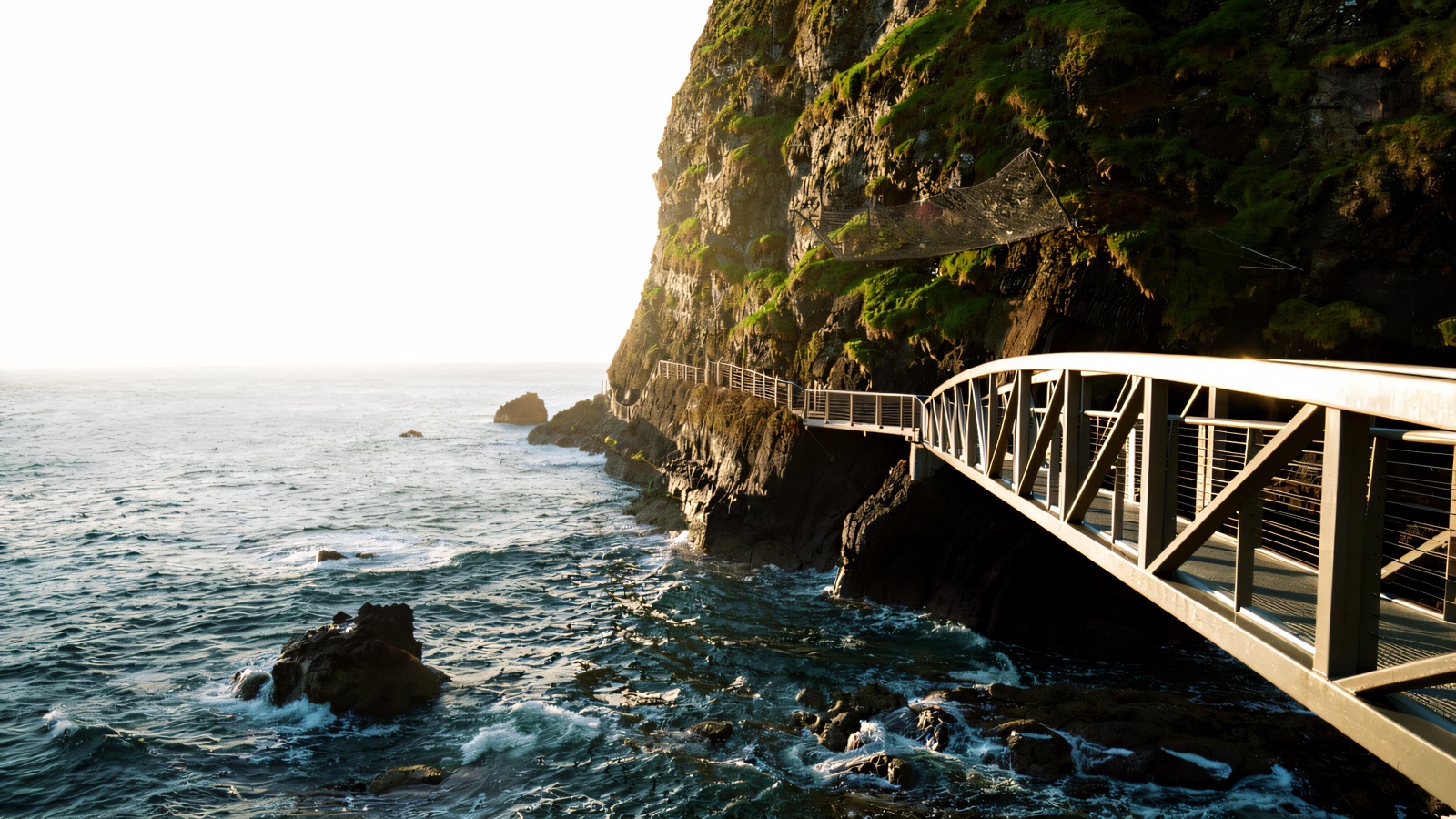 The Gobbins tubular bridge over the sea