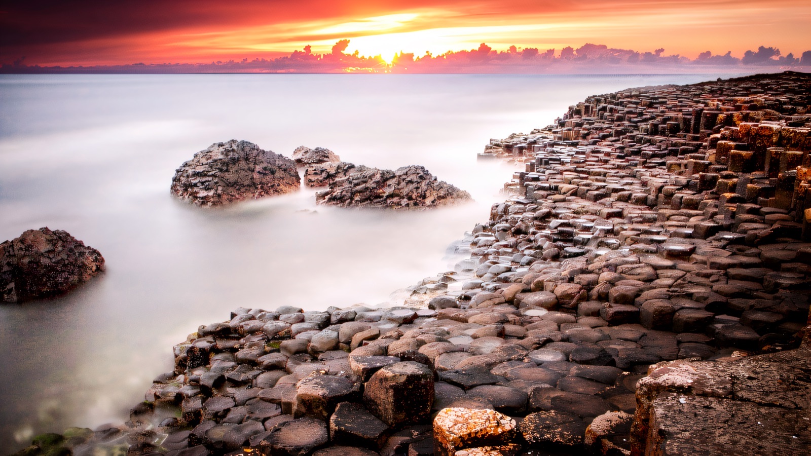 The Giant's Causeway at sunset