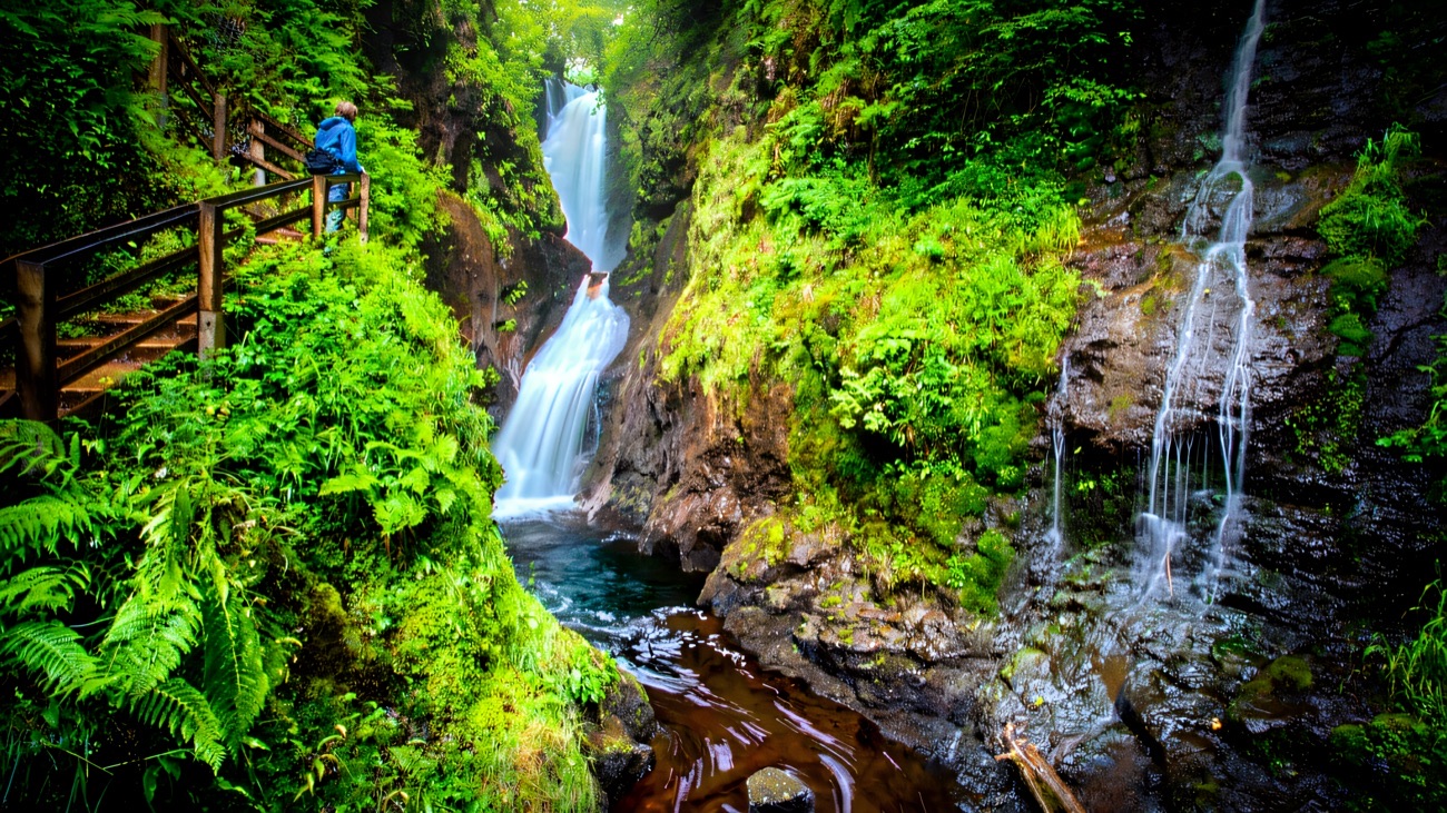 The waterfall boardwalk at Glenariff