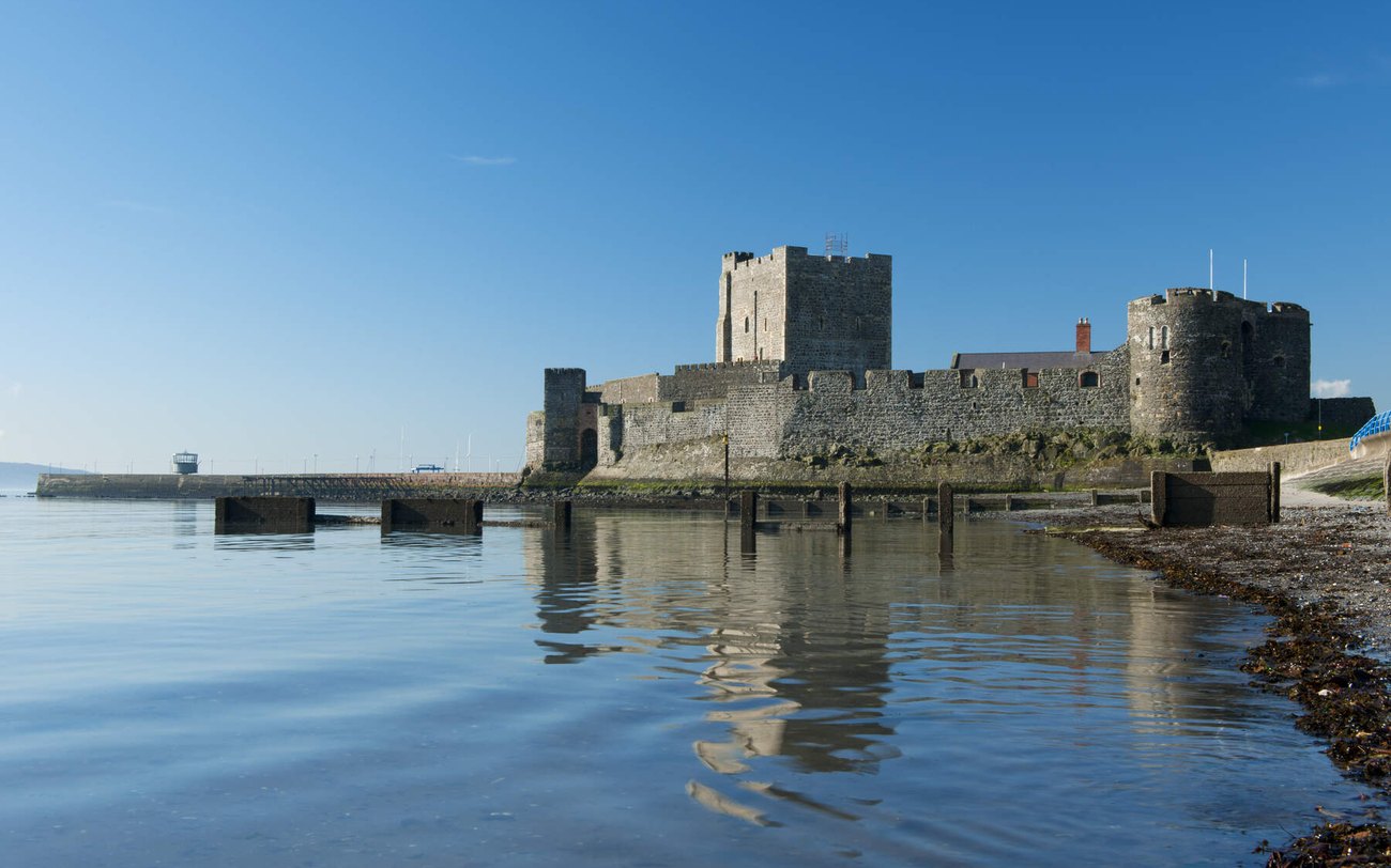 The Norman keep of Carrickfergus Castle on Belfast Lough