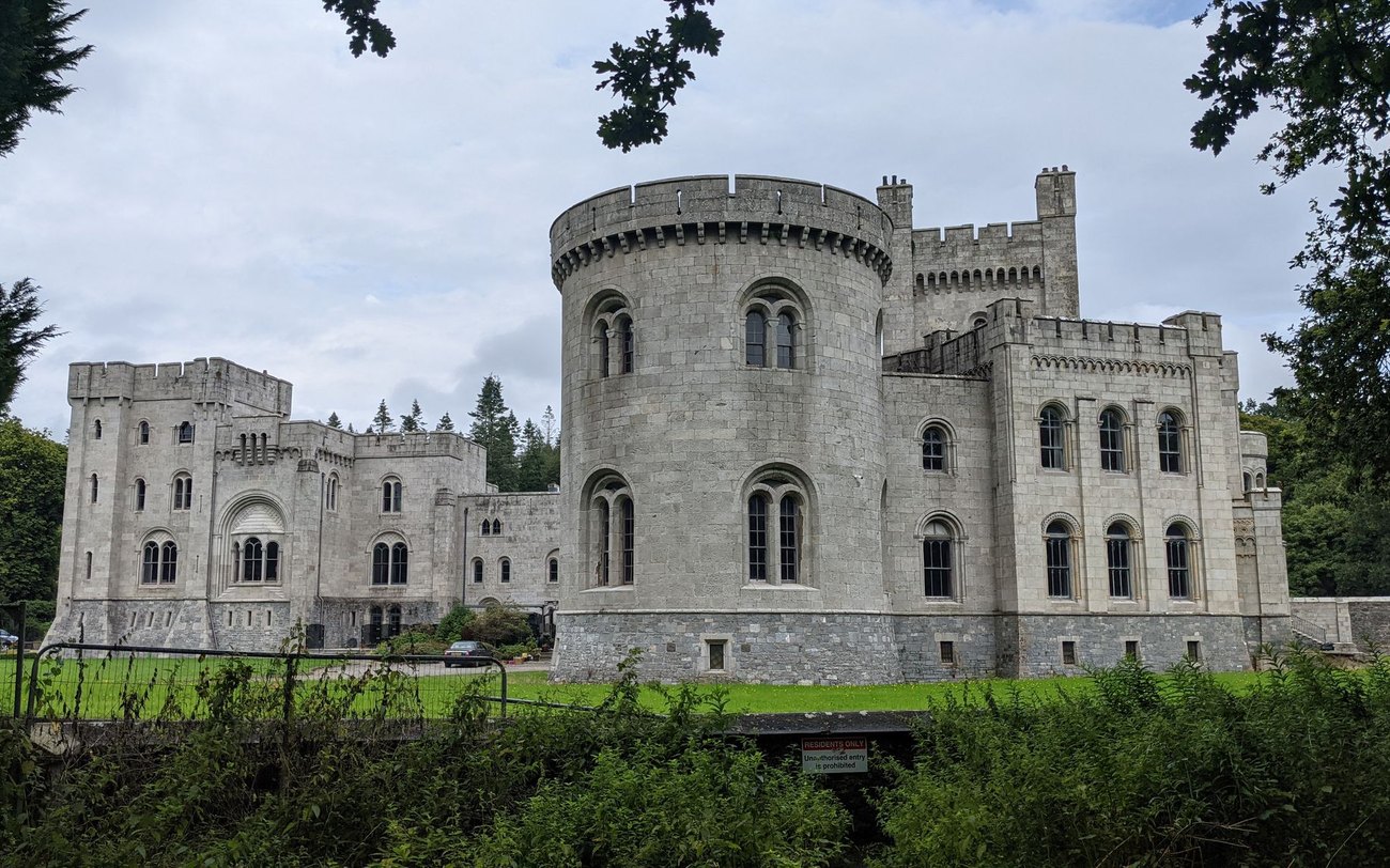 Gosford Castle in the forest at Markethill