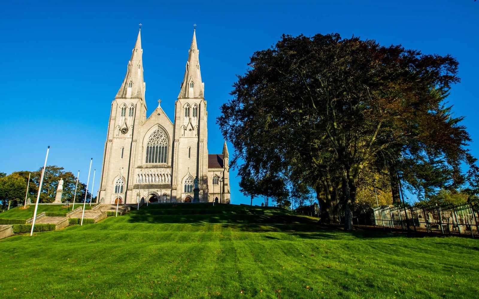 Armagh's twin-spired cathedral on the hill