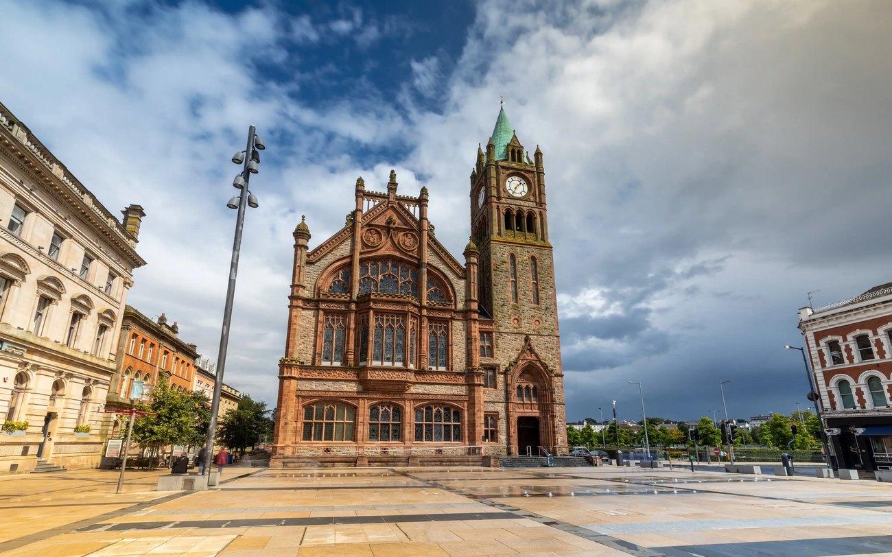 The Guildhall and clock tower in Derry