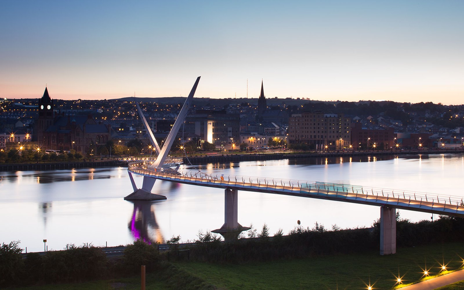 The Peace Bridge over the River Foyle in Derry