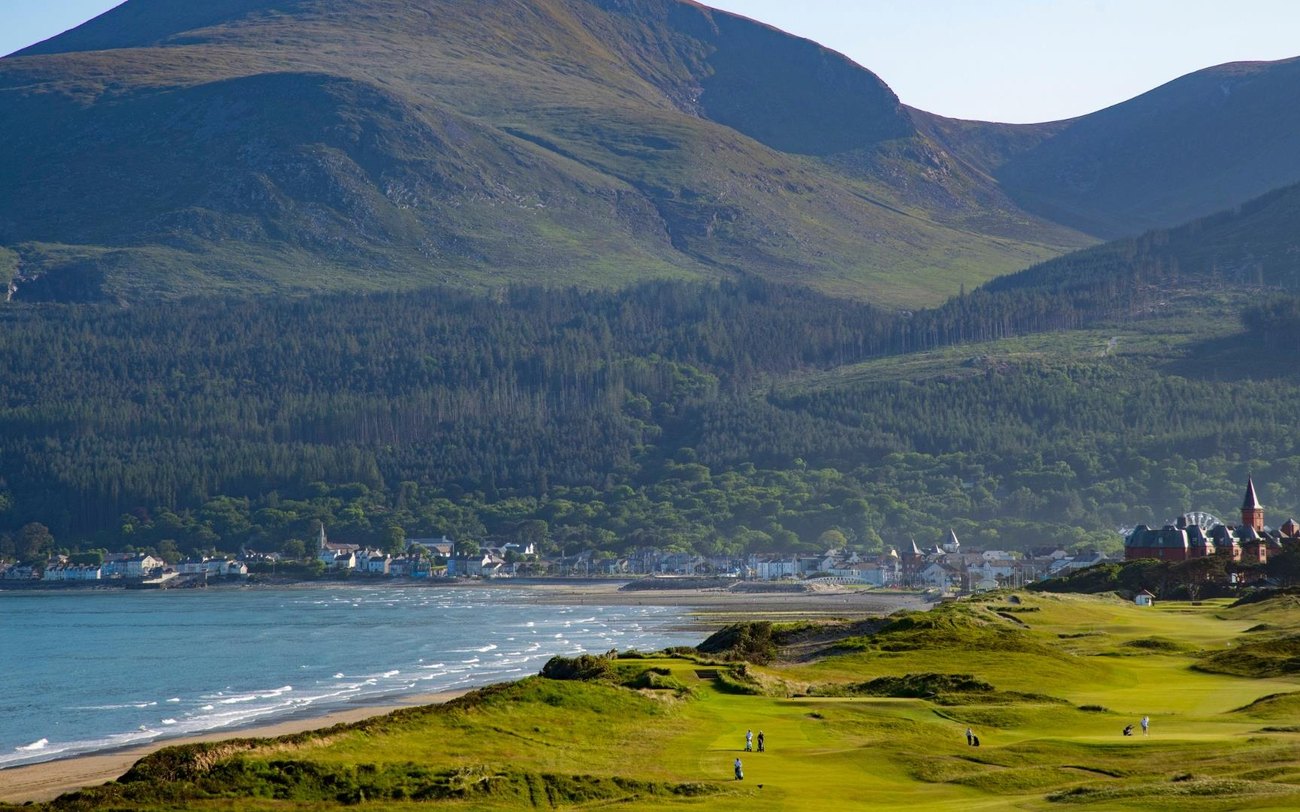 Newcastle beach with the Mourne Mountains behind