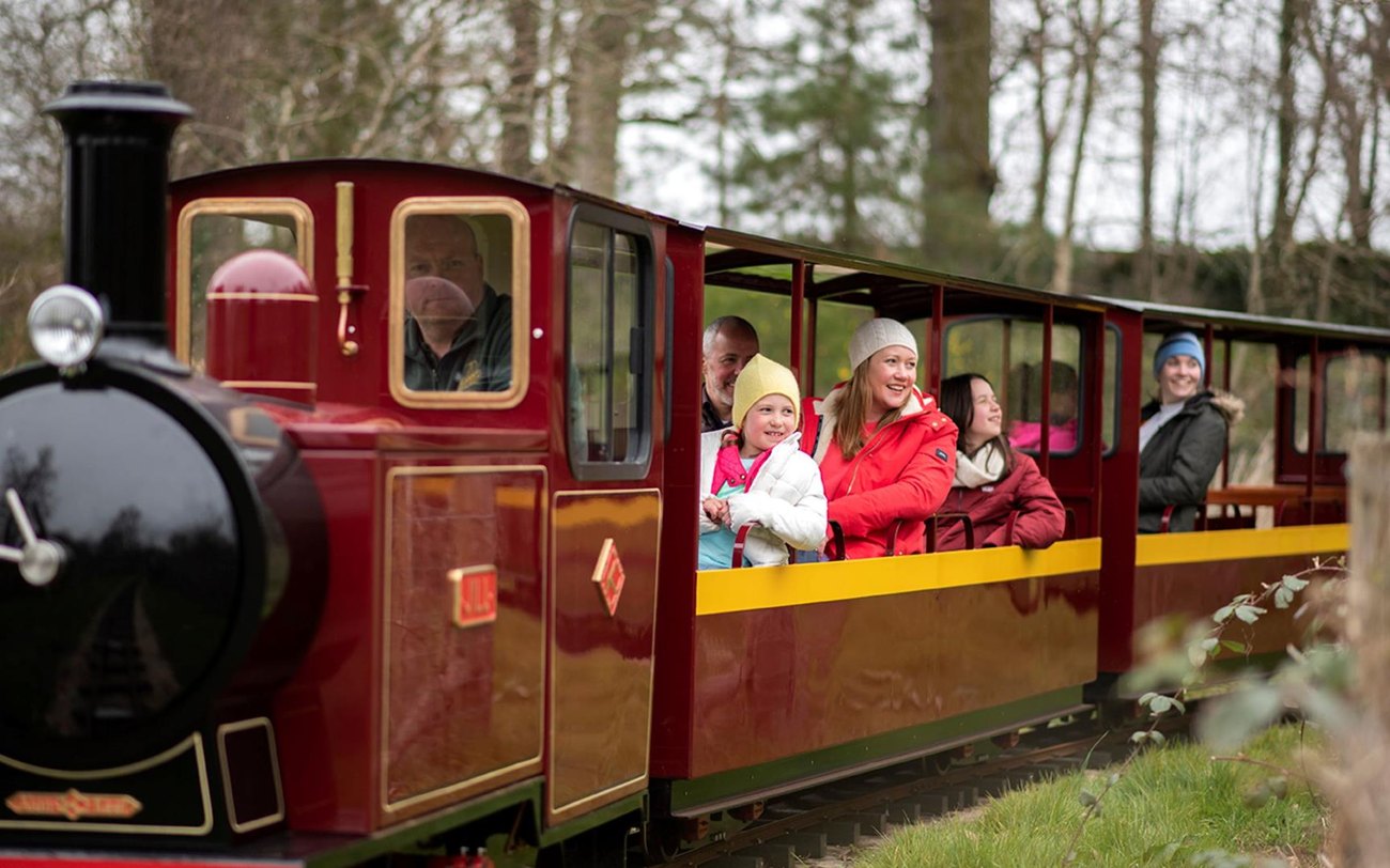 The miniature railway and lough views at Delamont Country Park