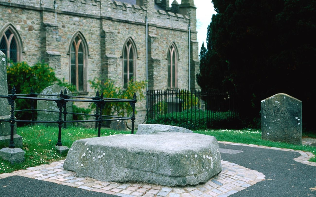 Saint Patrick's grave beside Down Cathedral, Downpatrick