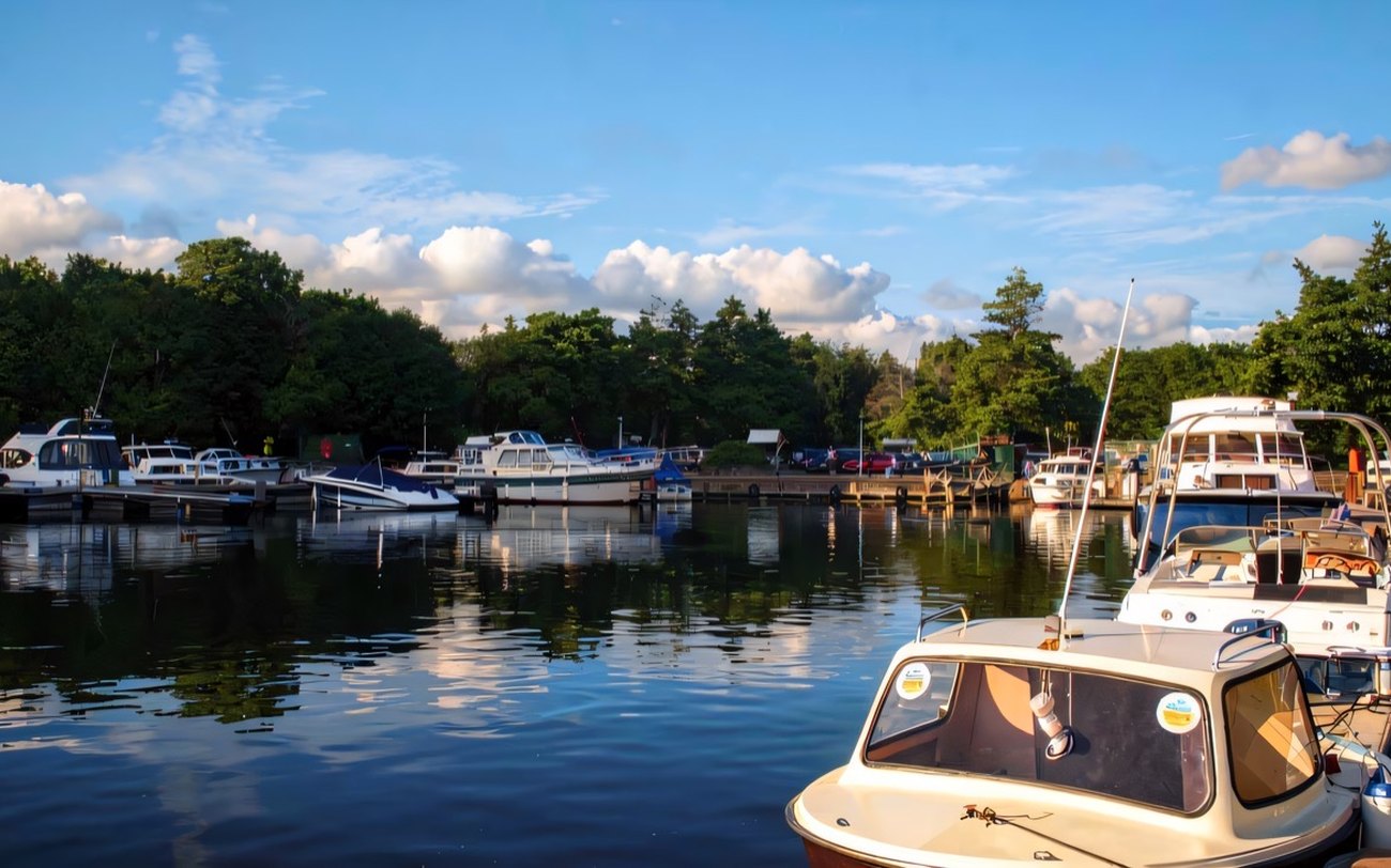 The marina and lough shore at Castle Archdale Country Park