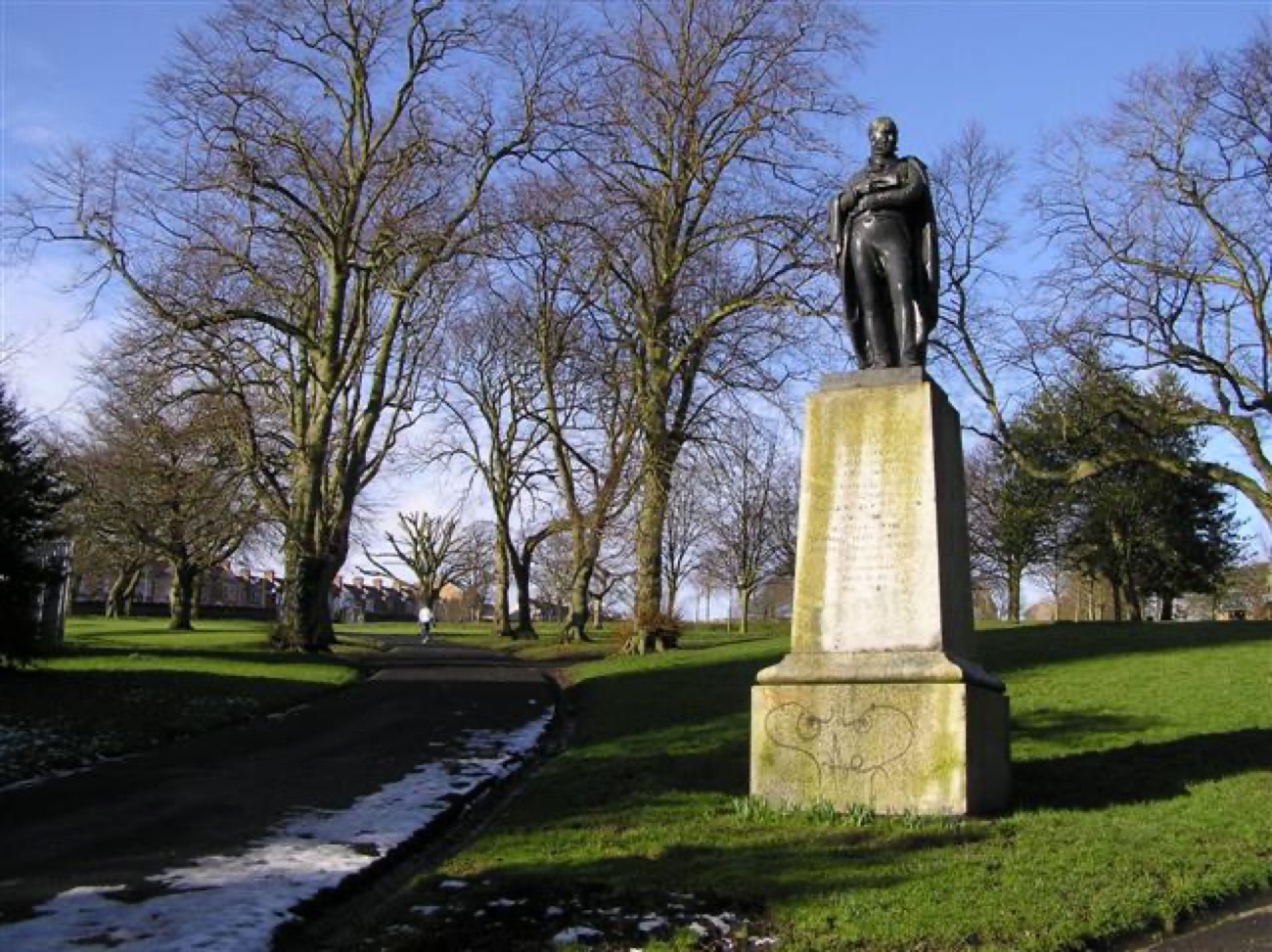The Sir Robert Ferguson statue on the open lawns at Brooke Park