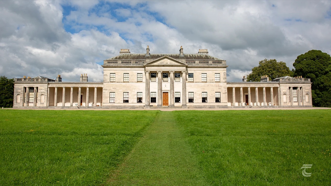 The front of Castle Coole mansion with its central columned portico