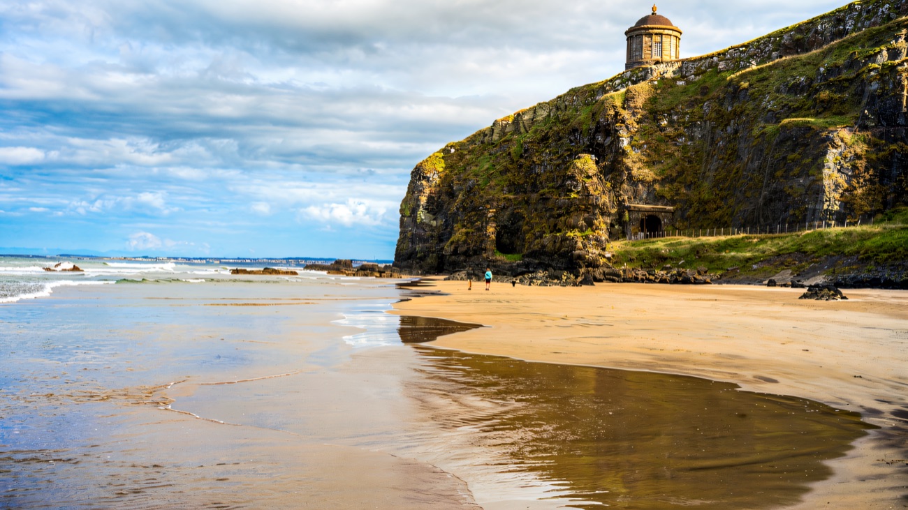 Mussenden Temple on the cliff edge above Downhill Beach