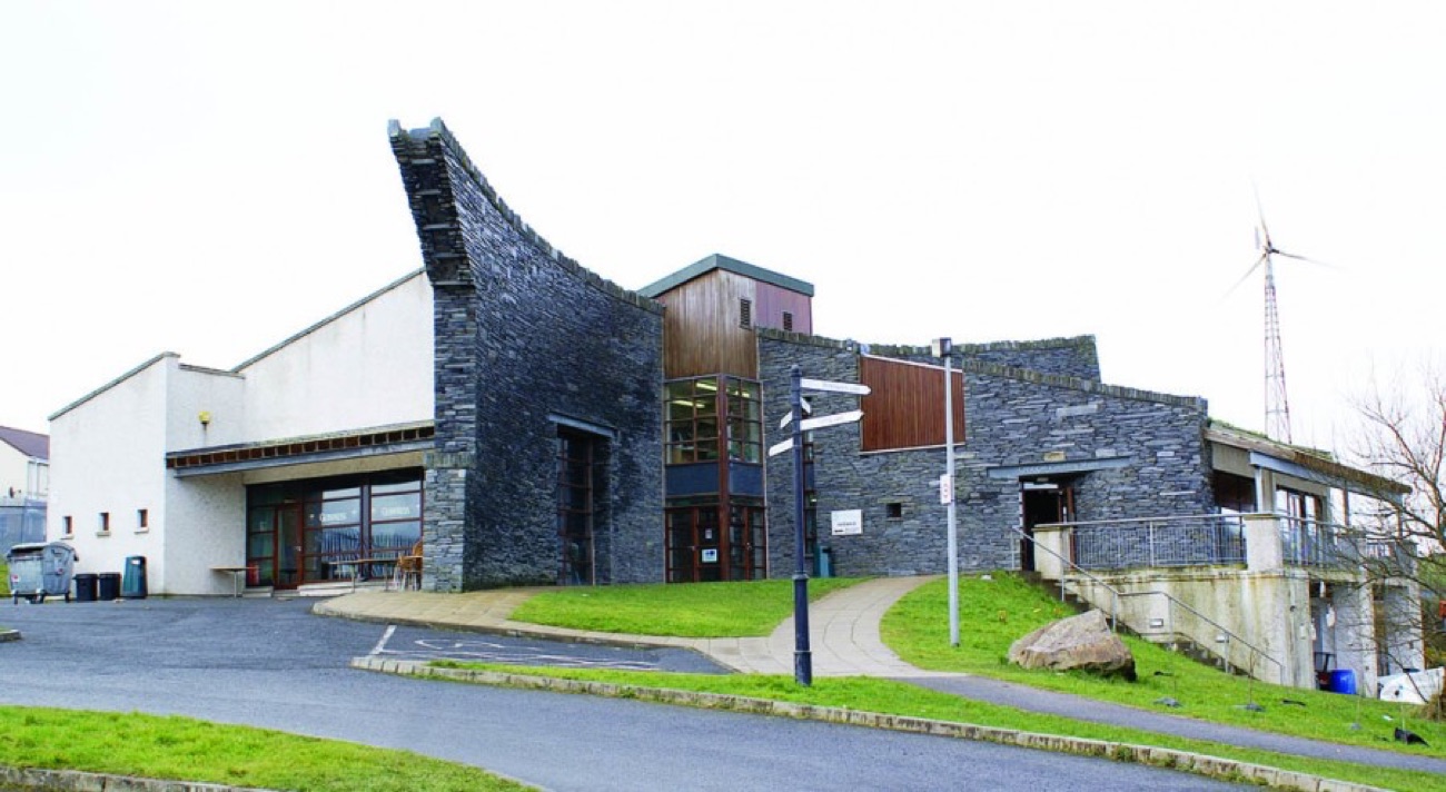 The slate-clad activity centre building at Creggan Country Park