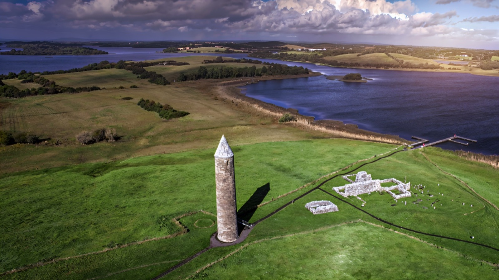The Devenish Island round tower on Lough Erne