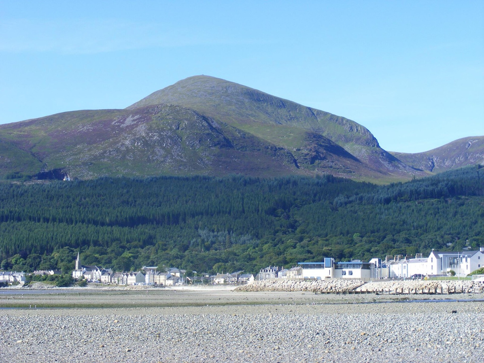Slieve Donard rising over Newcastle and the beach