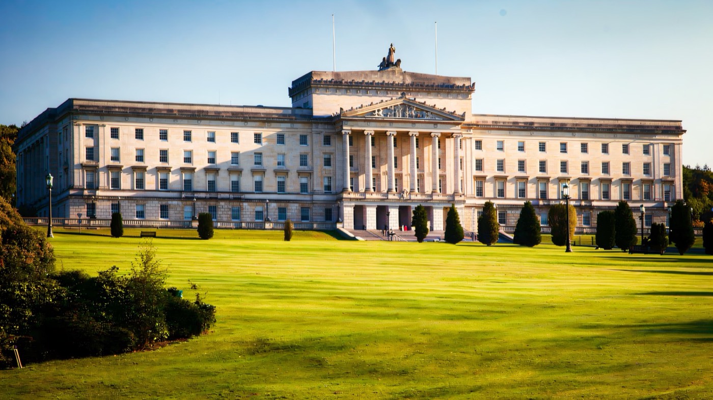 Parliament Buildings at the top of the avenue at Stormont