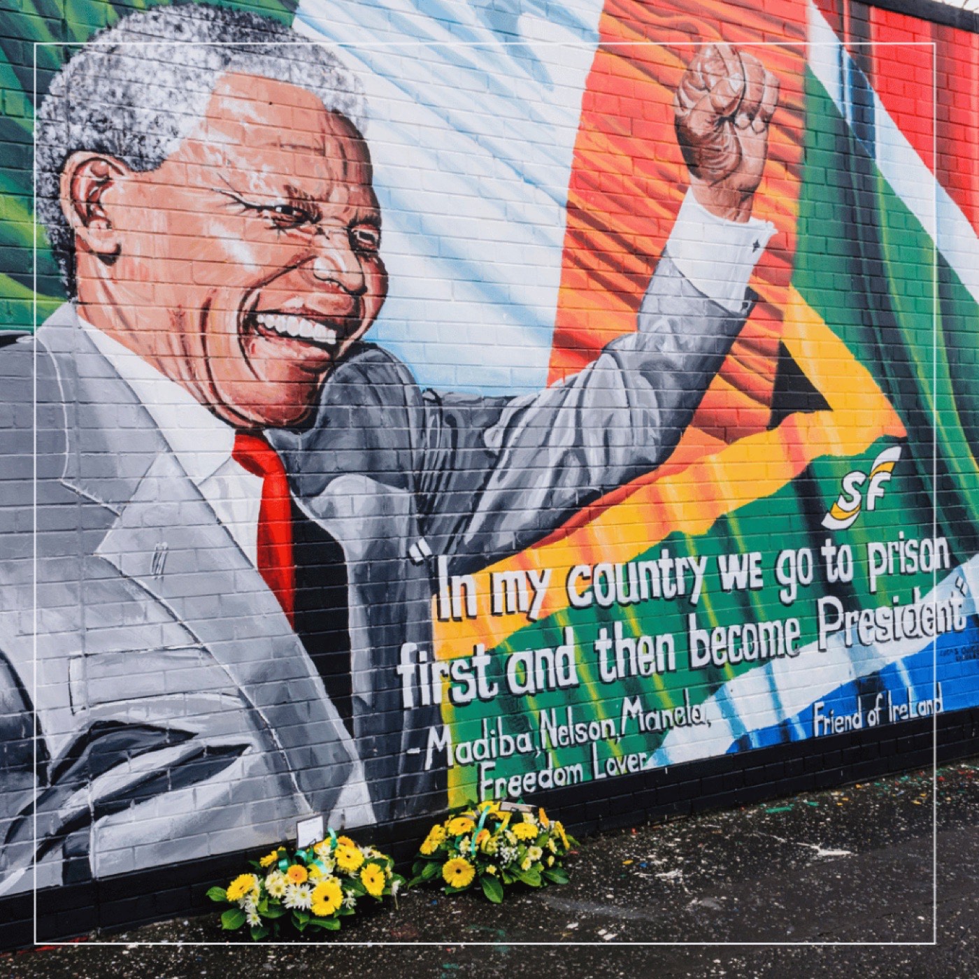 The Nelson Mandela mural on the International Wall, Falls Road, Belfast