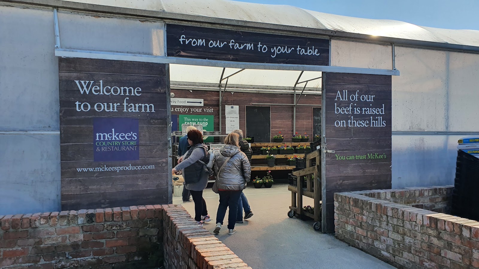 The entrance to McKee's, painted 'Welcome to our farm — from our farm to your table'