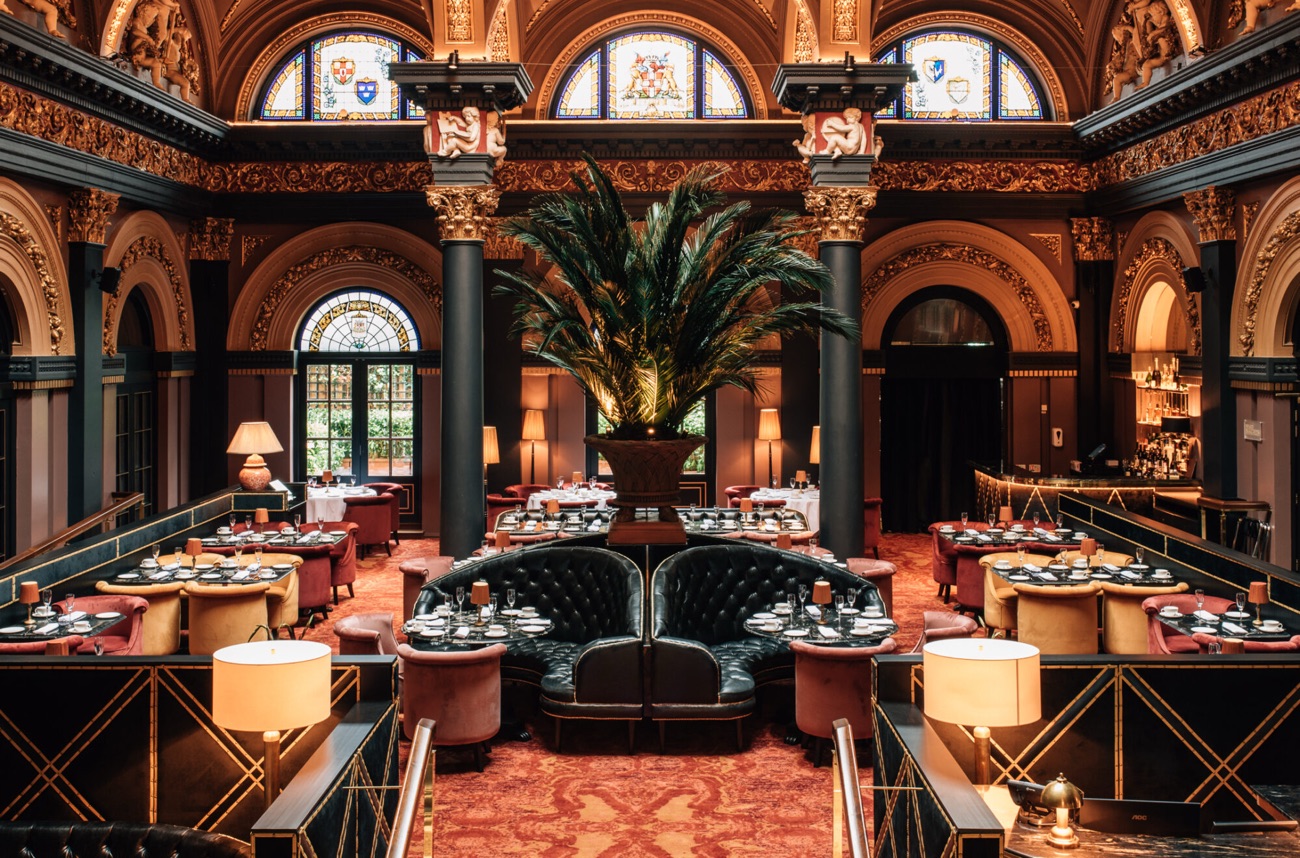 The Great Room, the hotel's ornate former banking hall beneath its domed ceiling.