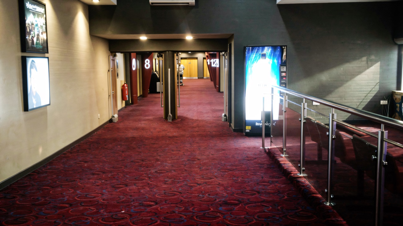 The corridor leading to the upstairs screens