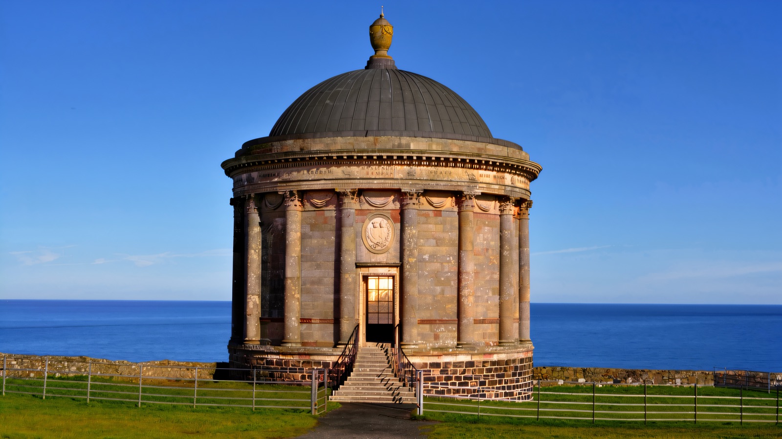 Mussenden Temple on the cliff above Downhill Beach