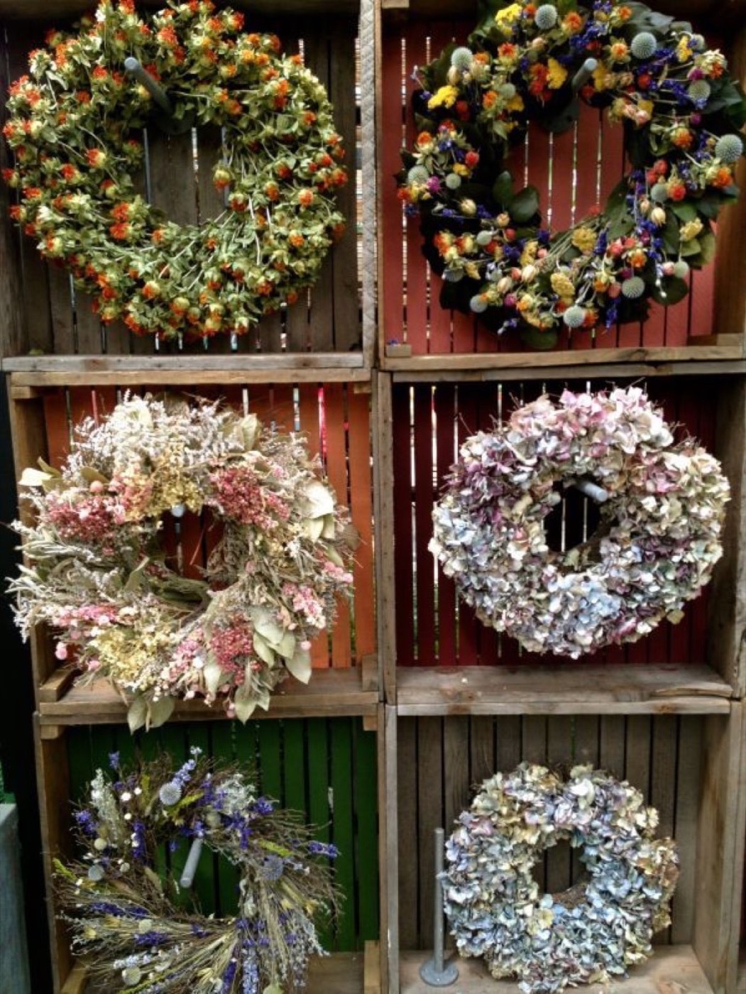 Handmade Christmas gifts and decorations on a craft fair stall