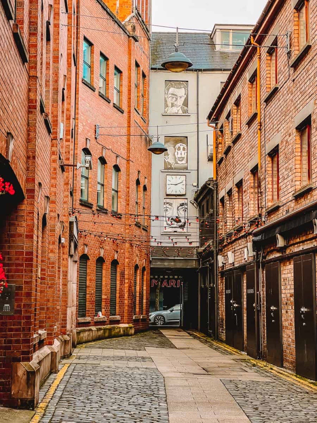 A quiet cobbled entry in Belfast’s Cathedral Quarter