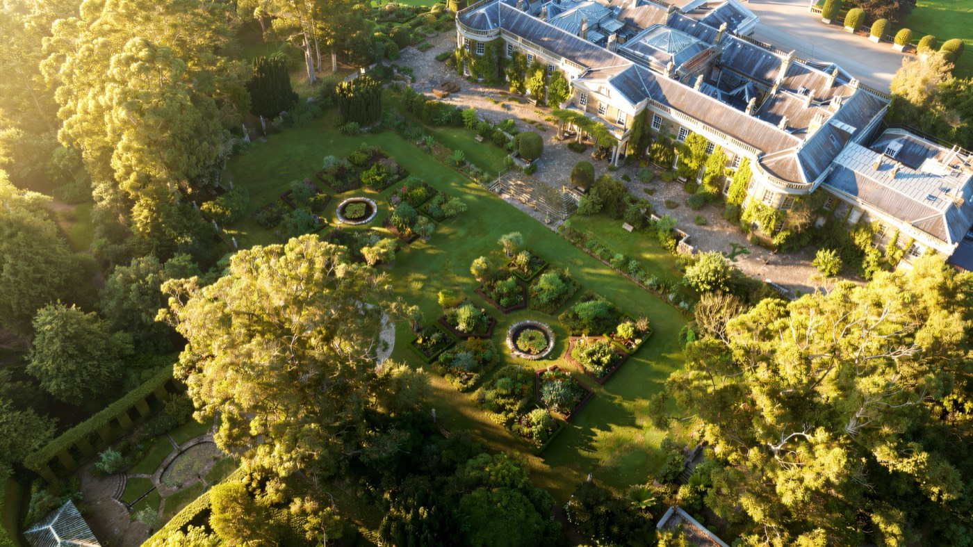 The gardens at Mount Stewart on an autumn evening