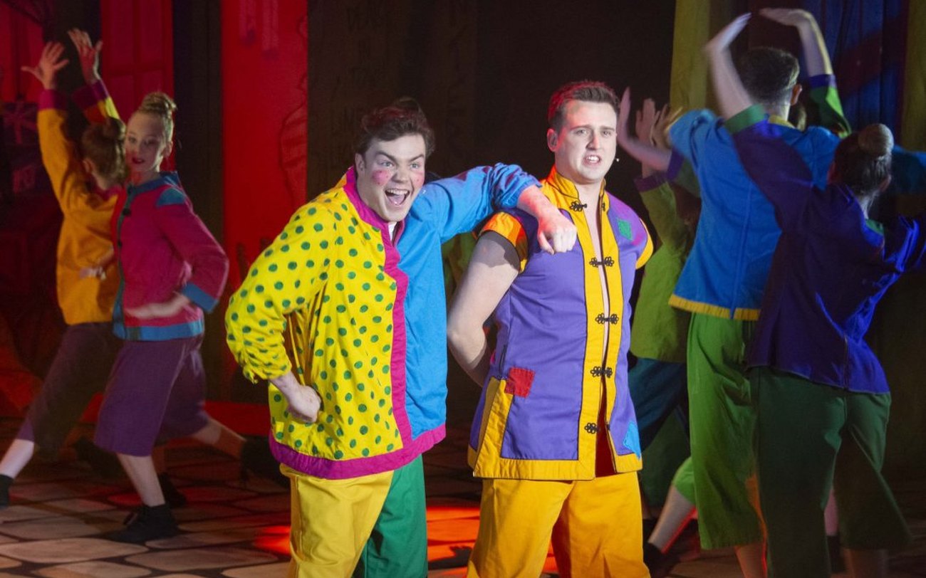 Dazzling costumes and dancers on the Millennium Forum pantomime stage in Derry