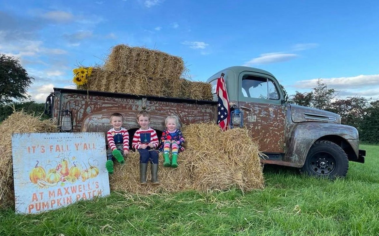An American-style pumpkin patch display with photo backdrops at Maxwell's near Castlederg