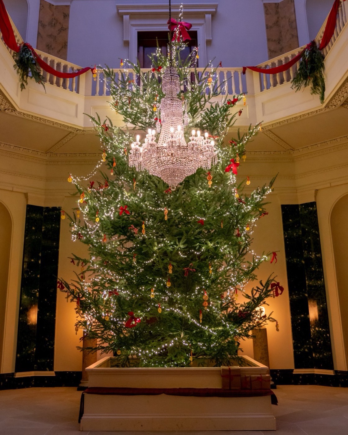 The grand mansion at Castle Coole dressed for Christmas