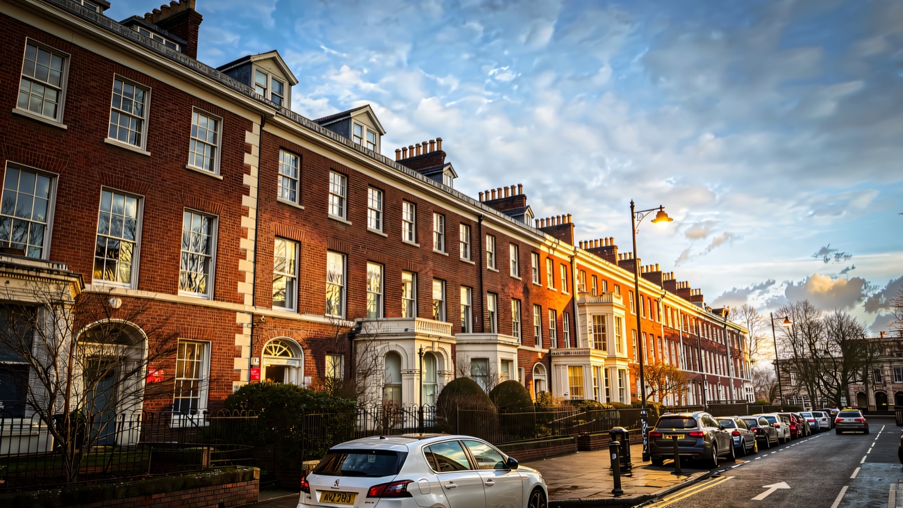 The Georgian terrace of University Square