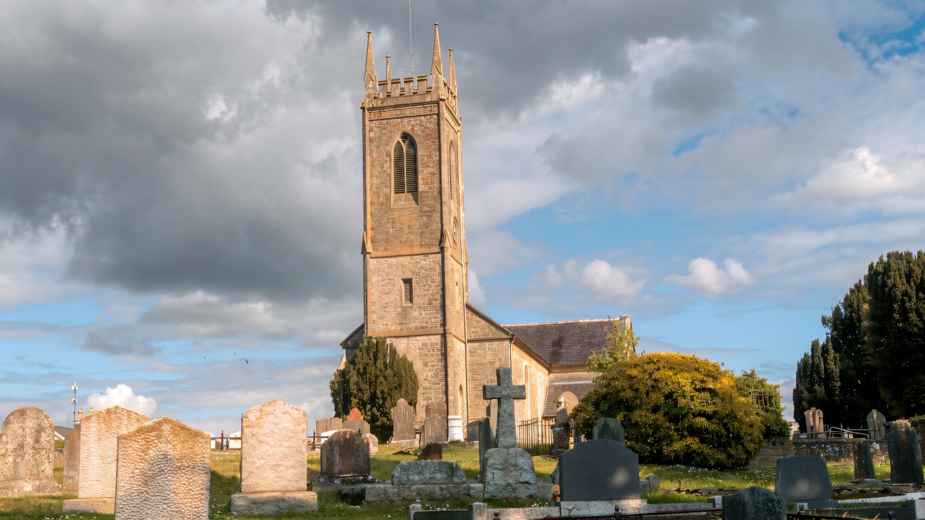 Tynan's parish church and graveyard, near where the old carved crosses stand.