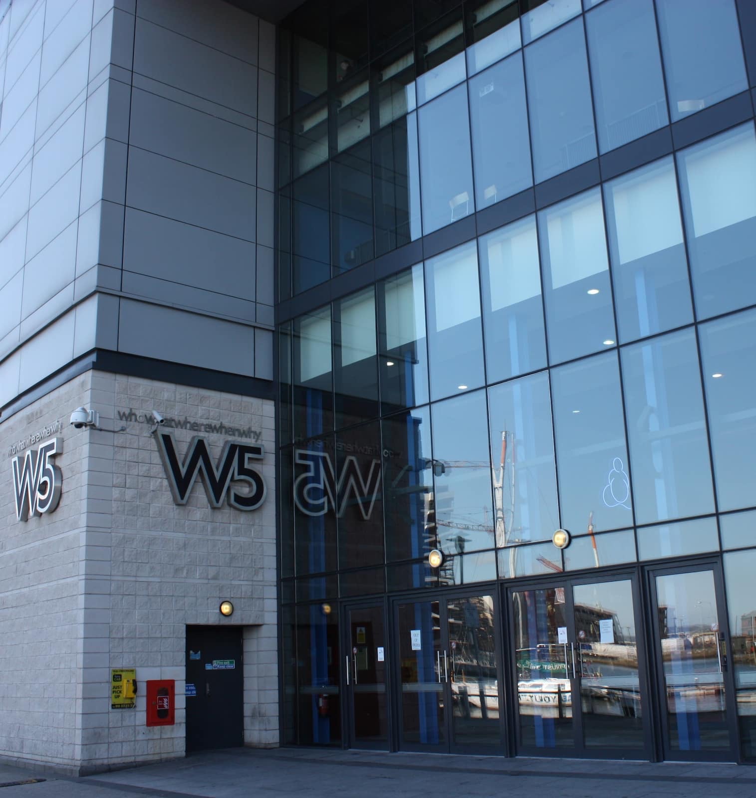 The W5 entrance with the big W5 logo on a glass frontage